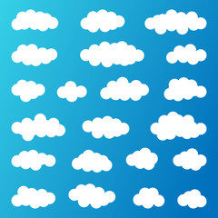 Set of White Clouds on a Blue Sky Background