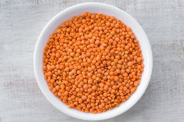 Uncooked Red Lentils in a Bowl