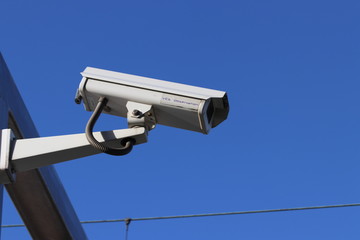 CCTV camera at railroad crossing at the RET subway line in Maassluis