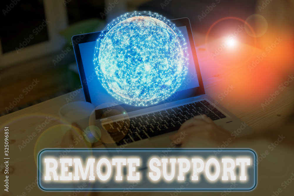 Poster writing note showing remote support. business concept for help endusers to solve computer problems a