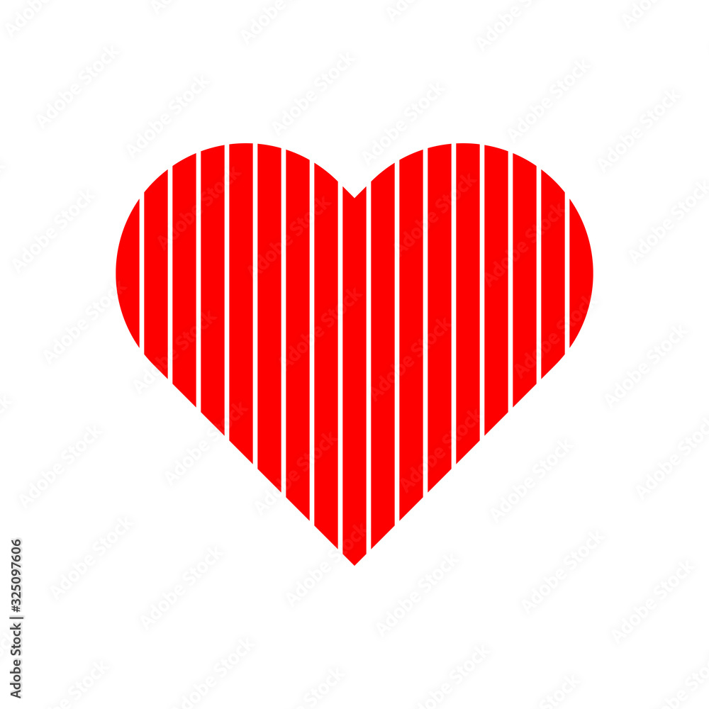 Wall mural lines in red heart symbol vector isolated on white background.