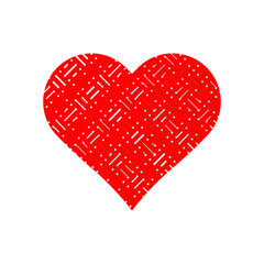 Red heart symbol vector isolated on white background.