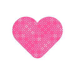 Pink heart symbol vector isolated on white background.