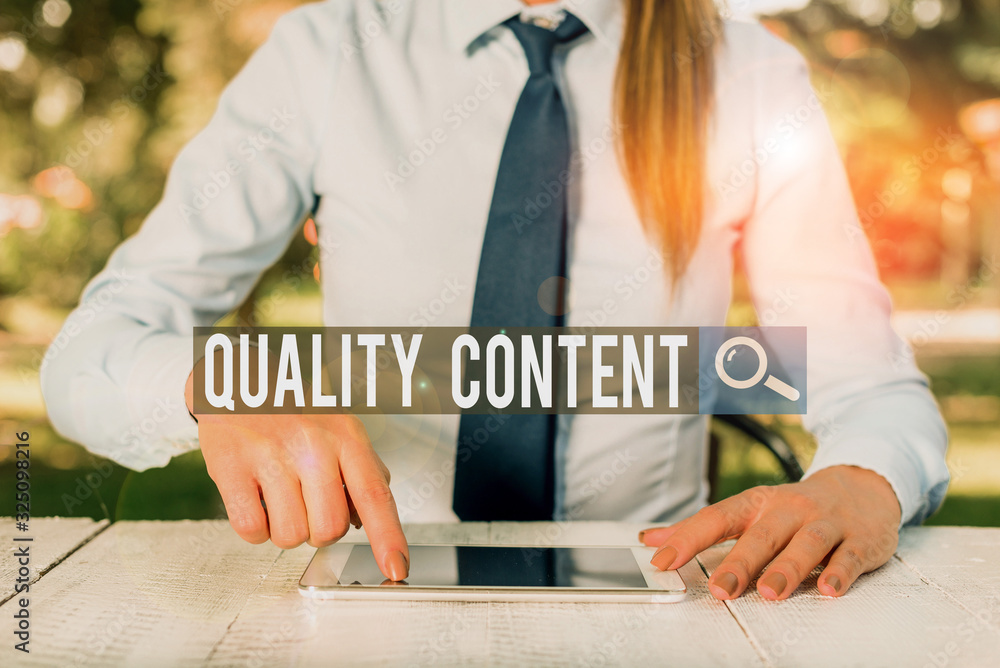Poster writing note showing quality content. business concept for content that delivers value and consists 