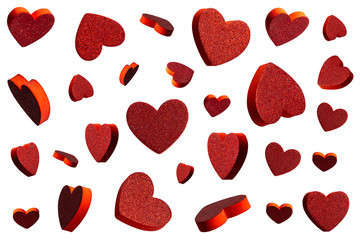 Hearts falling background - Valentine heart confetti for Valentines Day or wedding greeting card...