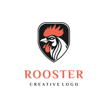 Security Shield with Rooster head logo design vector