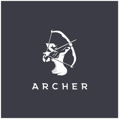 archer logo design template,archery illustration logo vector