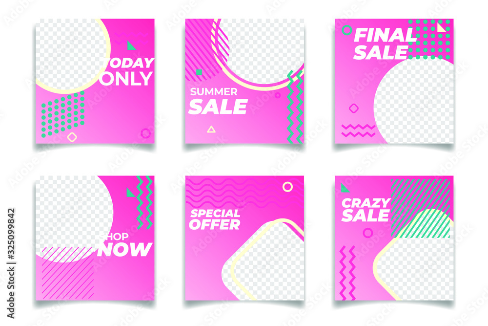 Poster business presentation template social media pack. set of modern square blog posts editable simple in
