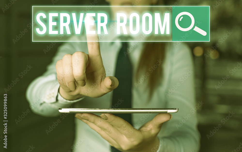 Poster text sign showing server room. business photo text a room used to store power and operate computer s