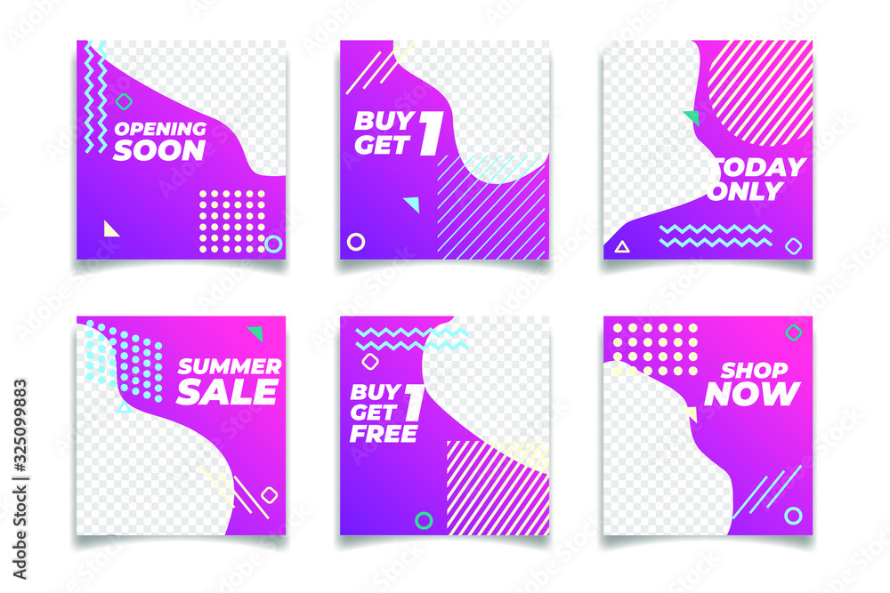 Poster business presentation template social media pack. set of modern square blog posts editable simple in