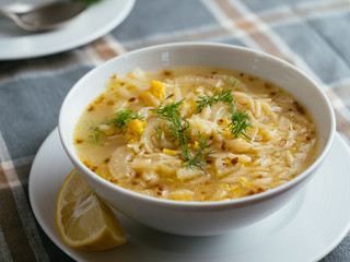 Lemony Fennel Soup with Orzo
