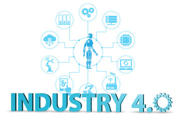 Industry 4.0 concept with various stages - 3d rendering