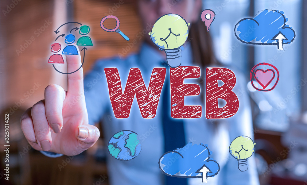 Poster writing note showing web. business concept for a system of internet servers that support specially f