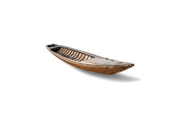 Small thai old wooden boats isolated on white background . Gondola Thai style. © noon@photo