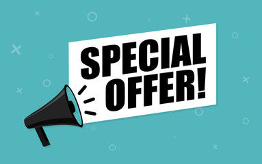 Megaphone and special offer vector illustration