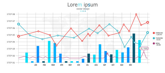 Fototapeta premium Detailed illustration, graph of investor business information