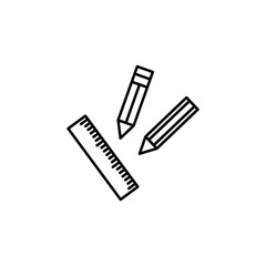 pens, ruler, scale line illustration icon on white background