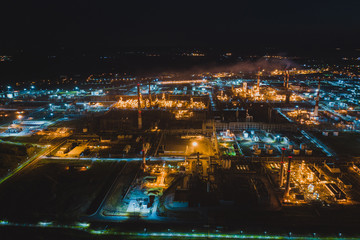 Oil refinery night