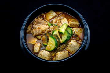 Soybean Paste Stew with Beef Brisket which is called Cadobagi Doenjan Jjigae in Korean