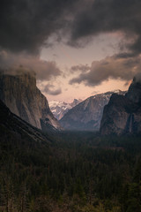 Yosemite Valley from epic Tunnel View in Wawona Road in California, United States.