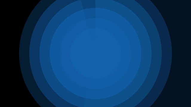 Circle transition animation. Transparency blue circle to black background motion. Opening transparency footage video.