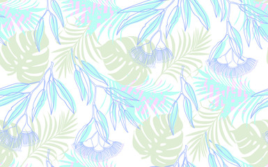 Fototapeta na wymiar seamless pattern Exotic tropical flowers artwork for fabrics, souvenirs, packaging, greeting cards and scrapbooking