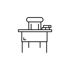 classroom, school, table, teacher line illustration icon on white background