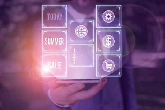 Handwriting text writing Summer Sale. Conceptual photo time when a store sells products at much lower prices than usual