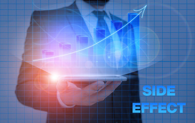 Writing note showing Side Effect. Business concept for typically undesirable effect of a drug or...