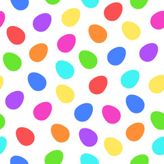 Colorful easter eggs on white background. Flat vector illustration, all colors of the rainbow. Ideas for celebrating Easter designs, greeting cards, prints and more