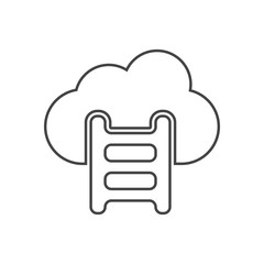 cloud with ladder line icon on white background