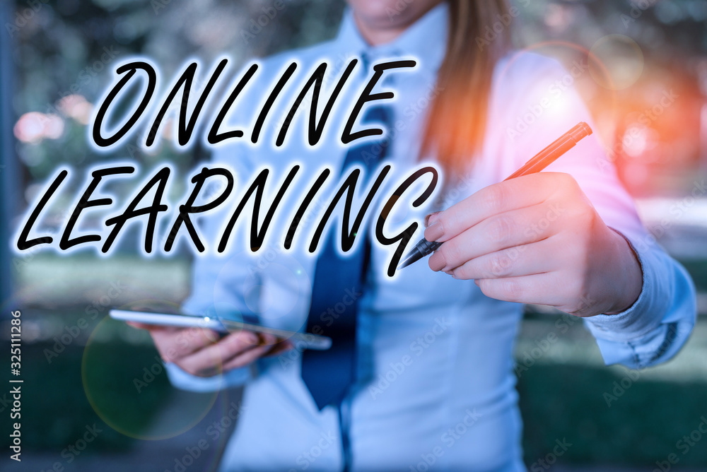 Poster handwriting text writing online learning. conceptual photo educational tool based on and accessible 