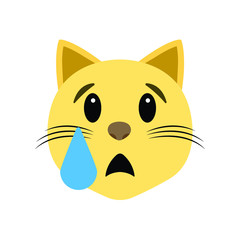 Sad cat emoji vector crying