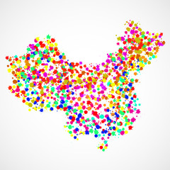 Abstract China map of colorful ink splashes, grunge splatters. Vector illustration