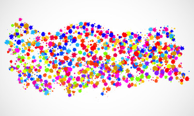 Abstract Turkey map of colorful ink splashes, grunge splatters. Vector illustration