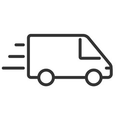 Fototapeta premium Minibus line vector icon isolated on white background. Fast delivery minibus outline vector illustration for web design and mobile app ui
