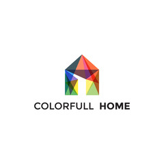 Colorful home logo design template