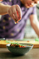 chef preparing salad