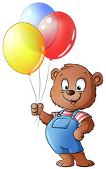 Niedlicher Bär mit Luftballons - Vektor-Illustration