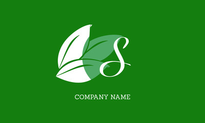 Vector logo design with leaves with letter S. Sophisticated business sign template, ID card, label, restaurant sign. Calligraphic elegant frame for initials.