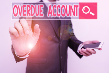 Word writing text Overdue Account. Business photo showcasing loans and other obligations remaining...