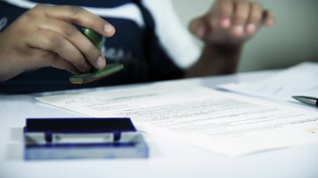 Government Stamping on paper