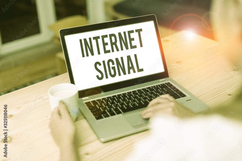 Poster conceptual hand writing showing internet signal. concept meaning signal strength received by a phone
