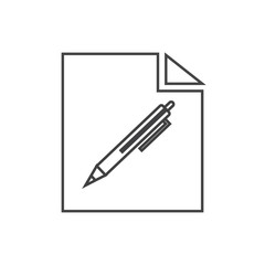 Blogging icon in flat style. Document with pen vector