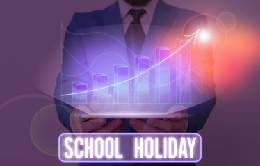 Word writing text School Holiday. Business photo showcasing the periods during which schools are...
