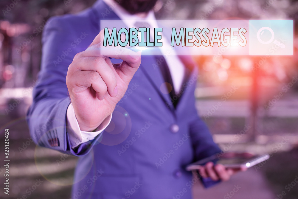 Poster word writing text mobile messages. business photo showcasing the act of composing and sending electr