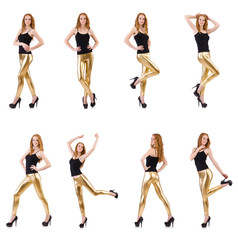 Young redhead girl in tight leggings