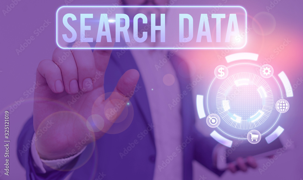 Aufkleber conceptual hand writing showing search data. concept meaning efficient retrieval of specific items f