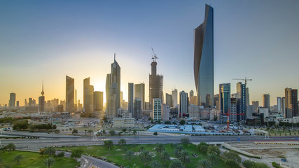 Fototapeta na wymiar Kuwait cityscape during the sunset timelapse
