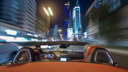 Drive through the traffic in the city highway timelapse hyperlapse in Kuwait. Kuwait, Middle East